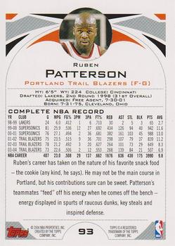 2004-05 Topps 1st Edition #93 Ruben Patterson Back