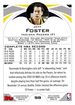 2004-05 Topps 1st Edition #98 Jeff Foster Back