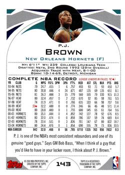2004-05 Topps 1st Edition #143 P.J. Brown Back