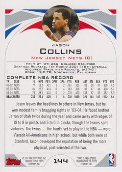2004-05 Topps 1st Edition #144 Jason Collins Back