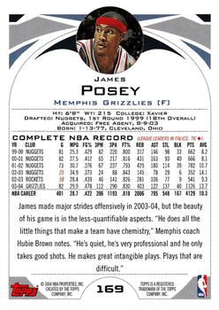 2004-05 Topps 1st Edition #169 James Posey Back