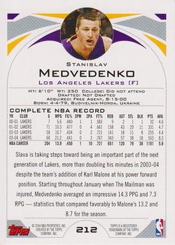2004-05 Topps 1st Edition #212 Stanislav Medvedenko Back