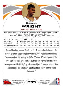 2004-05 Topps 1st Edition #239 Dorell Wright Back