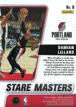 2020-21 Panini Mosaic - Stare Masters #8 Damian Lillard Back