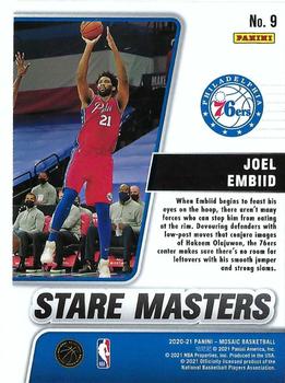 2020-21 Panini Mosaic - Stare Masters #9 Joel Embiid Back