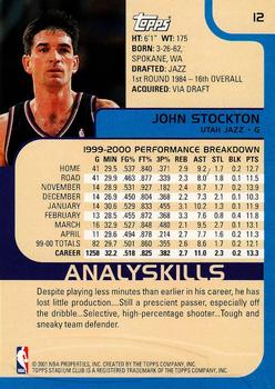 2000-01 Stadium Club #12 John Stockton Back