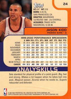 2000-01 Stadium Club #24 Jason Kidd Back