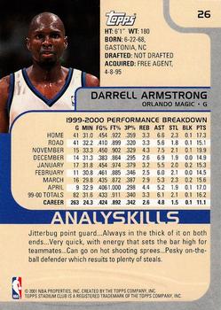 2000-01 Stadium Club #26 Darrell Armstrong Back