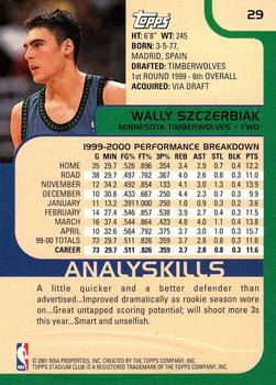 2000-01 Stadium Club #29 Wally Szczerbiak Back