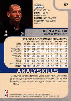 2000-01 Stadium Club #57 John Amaechi Back