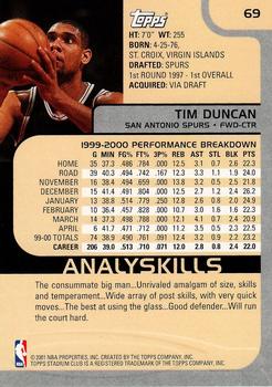 2000-01 Stadium Club #69 Tim Duncan Back
