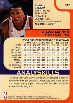 2000-01 Stadium Club #107 Shawn Marion Back