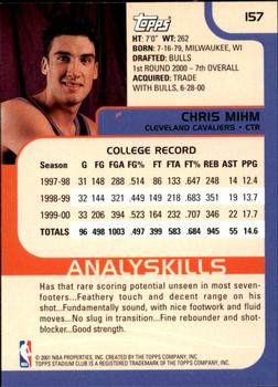 2000-01 Stadium Club #157 Chris Mihm Back