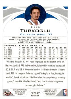 2004-05 Topps Chrome - Refractors #152 Hedo Turkoglu Back