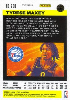 2020-21 Panini Flux - Laser #208 Tyrese Maxey Back