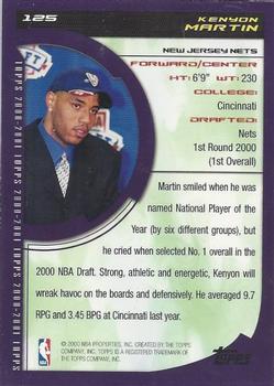2000-01 Topps #125 Kenyon Martin Back