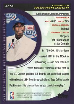 2000-01 Topps #141 Quentin Richardson Back