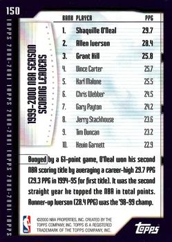 2000-01 Topps #150 Scoring Leaders (Shaquille O'Neal / Allen Iverson / Grant Hill) Back
