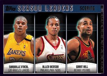 2000-01 Topps #150 Scoring Leaders (Shaquille O'Neal / Allen Iverson / Grant Hill) Front