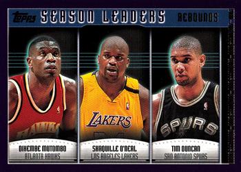 2000-01 Topps #152 Rebounds Leaders (Dikembe Mutombo / Shaquille O'Neal / Tim Duncan) Front