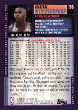2000-01 Topps #190 Clarence Weatherspoon Back