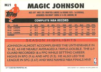 2000-01 Topps - Cards That Never Were #MJ1 Magic Johnson Back