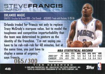 2004-05 Topps Luxury Box - Tier Reserved #48 Steve Francis Back