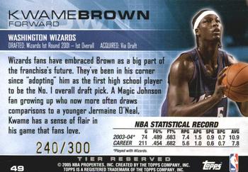 2004-05 Topps Luxury Box - Tier Reserved #49 Kwame Brown Back