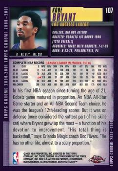2000-01 Topps Chrome #107 Kobe Bryant Back