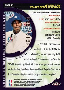 2000-01 Topps Chrome #167 Quentin Richardson Back
