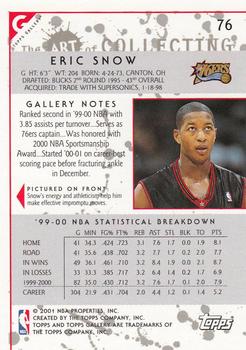 2000-01 Topps Gallery #76 Eric Snow Back