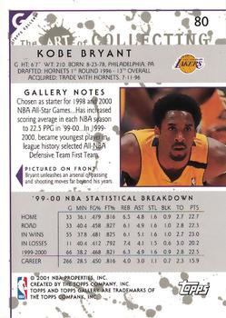 2000-01 Topps Gallery #80 Kobe Bryant Back
