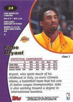 2000-01 Topps Gold Label #24 Kobe Bryant Back