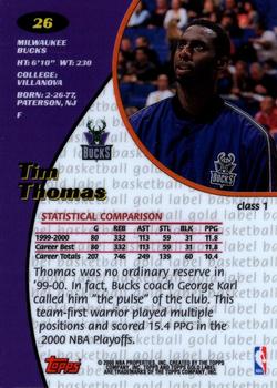 2000-01 Topps Gold Label #26 Tim Thomas Back