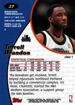 2000-01 Topps Gold Label #27 Terrell Brandon Back