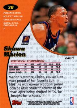 2000-01 Topps Gold Label #30 Shawn Marion Back