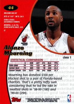2000-01 Topps Gold Label #44 Alonzo Mourning Back