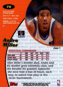 2000-01 Topps Gold Label #70 Andre Miller Back