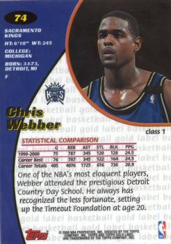 2000-01 Topps Gold Label #74 Chris Webber Back