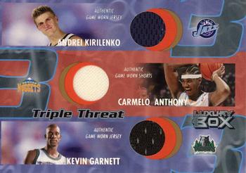 2004-05 Topps Luxury Box - Triple Threat Relics 200 #TT-KAG Andrei Kirilenko / Carmelo Anthony / Kevin Garnett Front