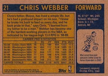 2000-01 Topps Heritage #21 Chris Webber Back