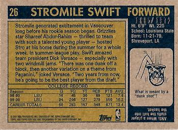 2000-01 Topps Heritage #26 Stromile Swift Back