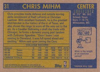 2000-01 Topps Heritage #31 Chris Mihm Back