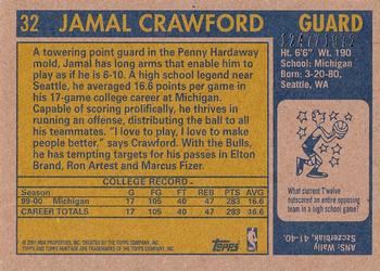 2000-01 Topps Heritage #32 Jamal Crawford Back