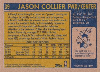 2000-01 Topps Heritage #39 Jason Collier Back