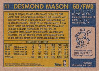 2000-01 Topps Heritage #41 Desmond Mason Back