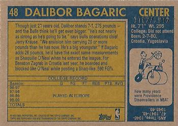 2000-01 Topps Heritage #48 Dalibor Bagaric Back