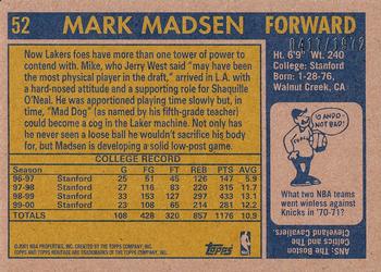 2000-01 Topps Heritage #52 Mark Madsen Back