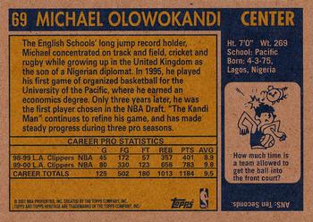 2000-01 Topps Heritage #69 Michael Olowokandi Back