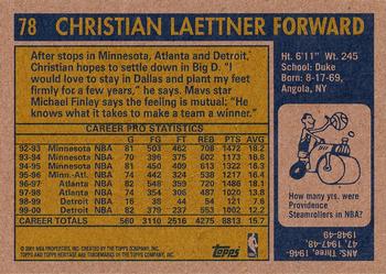 2000-01 Topps Heritage #78 Christian Laettner Back